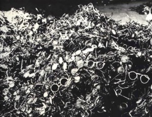 Heaps of glasses taken from gassed inmates at Auschwitz