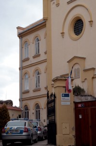 The former synagogue in Slany, Czech Republic, now a police station.